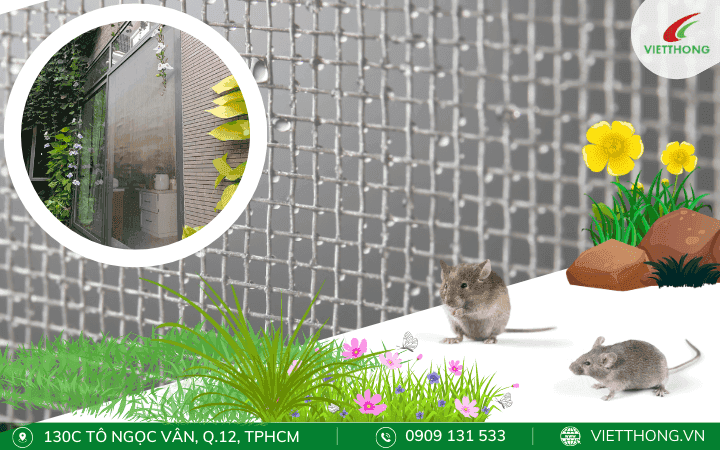 Cửa lưới chống chuột inox 304 Việt Thống lắp đặt tại cửa sổ, ban công ngăn chuột xâm nhập vĩnh viễn