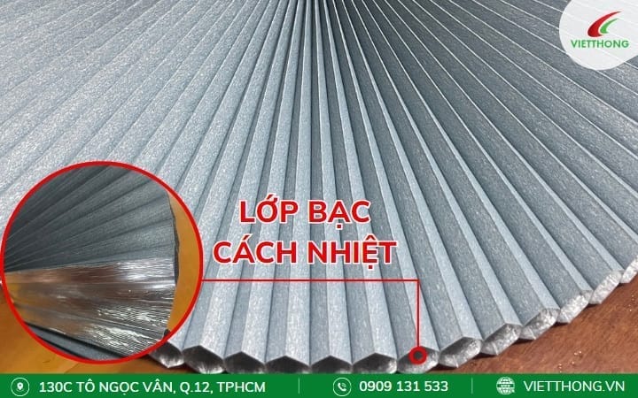 Rèm tổ ong với lớp phủ bạc cách nhiệt