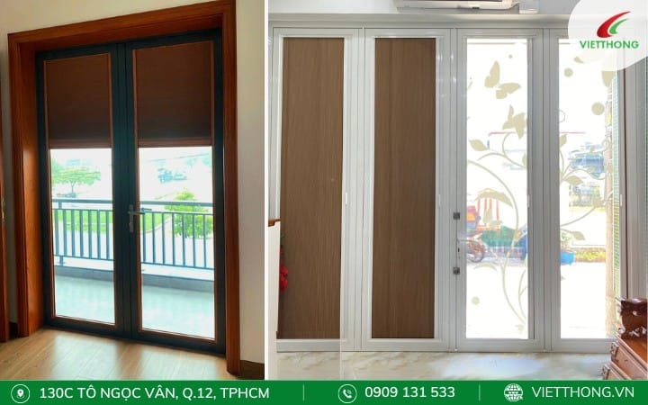 Lắp rèm tổ ong trên lòng kính cửa chính