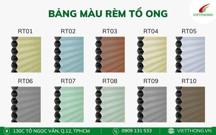 Bảng màu rèm tổ ong