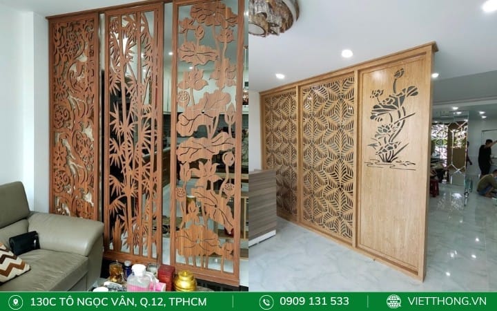 Vách ngăn CNC nghệ thuật từ nhiều chất liệu