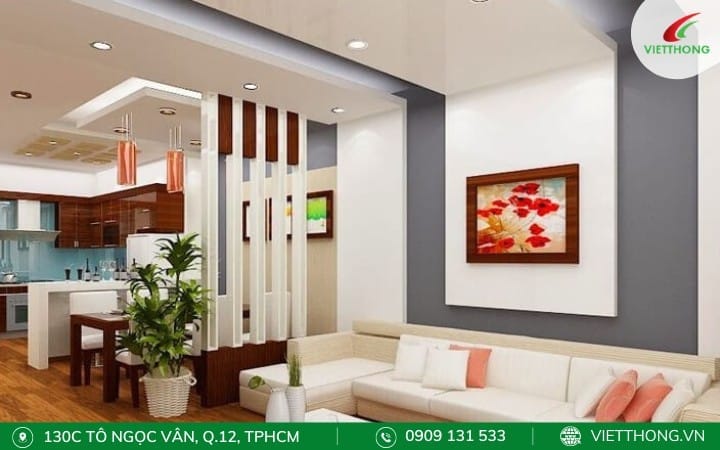 Vách ngăn thạch cao trang trí phòng khách
