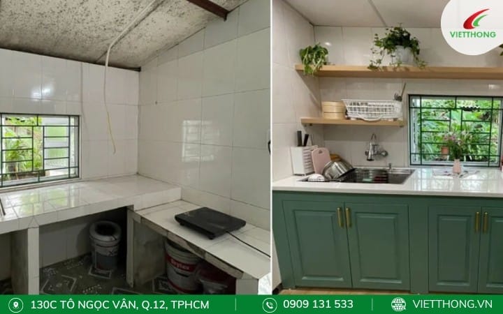 Cải tạo nhà bếp ngăn nắp tiện lợi sạch sẽ