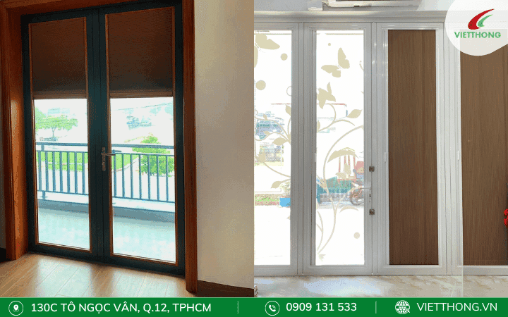 Rèm tổ ong lắp trên kính cửa chính - Cửa sổ cách nhiệt