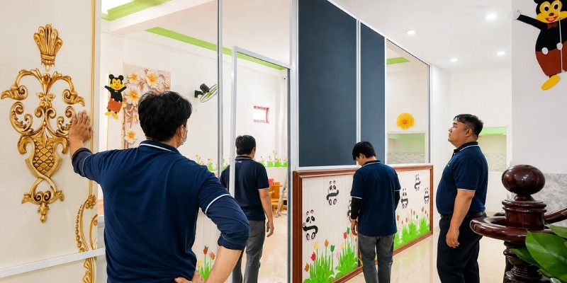 dự án lắp đặt vách ngăn lạnh tại trường mầm non