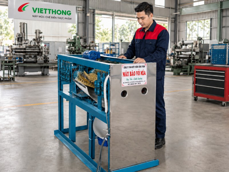 Máy bào vỏ mía tự động 2 cây