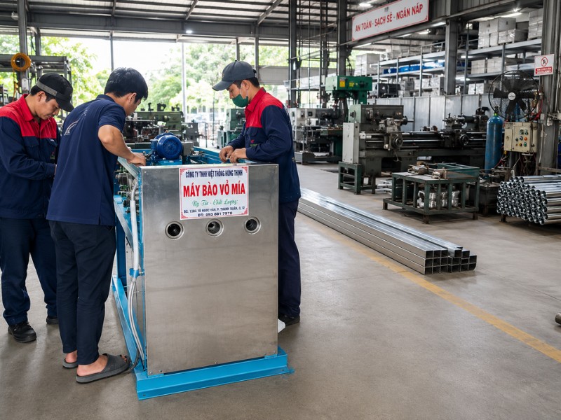 Máy bào vỏ mía tự động 3 cây