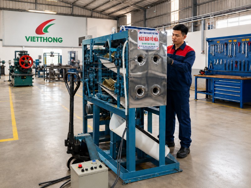 Máy bào vỏ mía tự động 4 cây